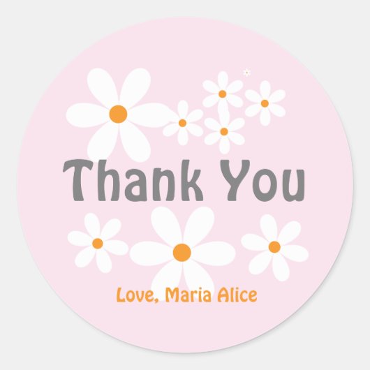 Sticker Rond Retro daisy boho fête fleurie merci (Devant)