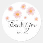 Sticker Rond Retro daisy boho floral birthday thank you favor (Devant)