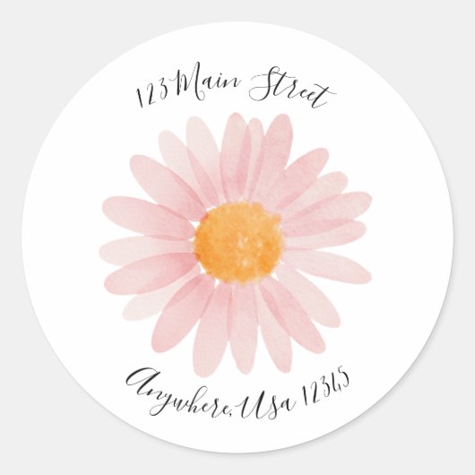 Sticker Rond Retro daisy boho return address label (Devant)