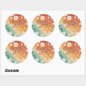 Sticker Rond Retro Daisy Rainbow Merci d'anniversaire (Feuille)
