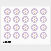 Sticker Rond Retro Daisy violet (Feuille)