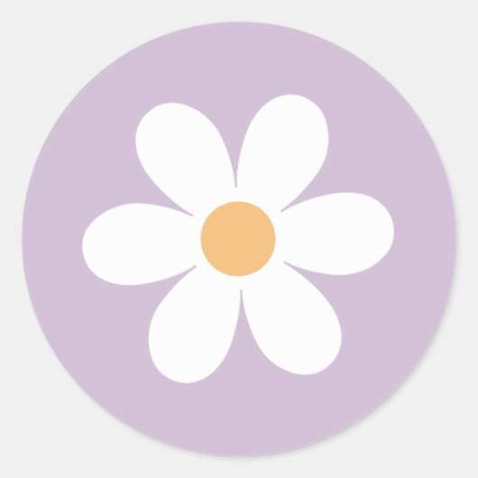 Sticker Rond Retro Daisy violet (Devant)