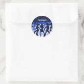 Sticker Rond Retro Dance Party Bleu (Sac)
