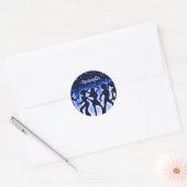 Sticker Rond Retro Dance Party Bleu (Enveloppe)