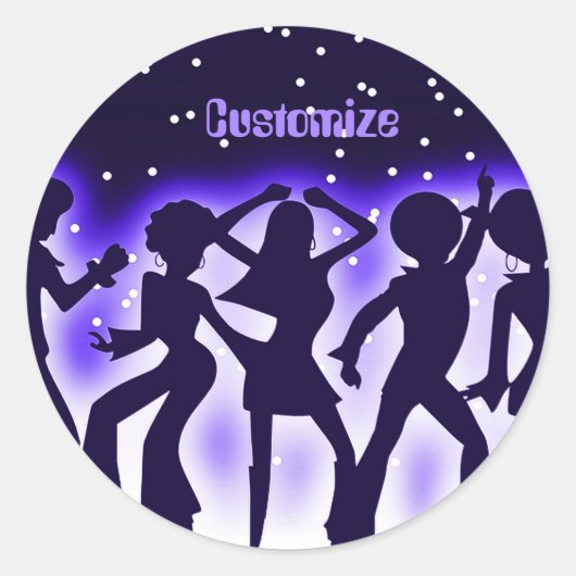 Sticker Rond Retro Dance Party Purple (Devant)