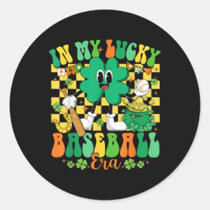 Sticker Rond Retro Dans Mon Lucky Baseball Era St Patrick Day B