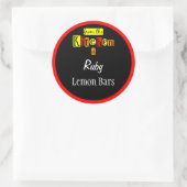 Sticker Rond Retro De la cuisine des Rouges sur Black Editable (Sac)