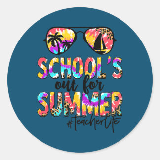 Sticker Rond Retro Dernière Journée D'Écoles Sorties Pour L'Été