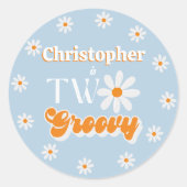 Sticker Rond Retro Deux garçons Super 2e anniversaire (Devant)