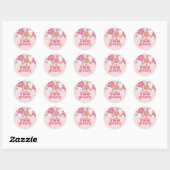Sticker Rond Rétro Deux Groovy Fleur Rose (Feuille)