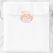 Sticker Rond Retro Deux Super fille arc-en-ciel 2e anniversaire (Sac)