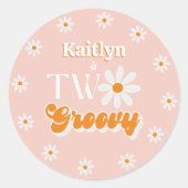 Sticker Rond Retro Deux Super filles 2e anniversaire (Devant)