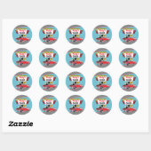 Sticker Rond Retro Diner 1950 Turquoise & Red Sock Hop (Feuille)