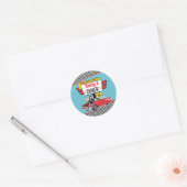 Sticker Rond Retro Diner 1950 Turquoise & Red Sock Hop (Enveloppe)