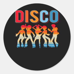 Sticker Rond Retro Disco Dancing Girls les années 70 danseuse 