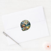 Sticker Rond Retro Disque Golf Psychedelic Ai Art (Enveloppe)