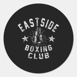 Sticker Rond Retro East Side Boxe Club - Vintage en détresse