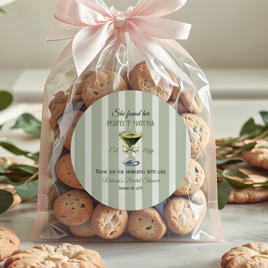 Sticker Rond Retro Elle a trouvé son parfait Matcha Enterrement