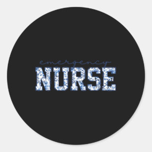 Sticker Rond Retro Emergency Department Coquette Bows Er Nurse