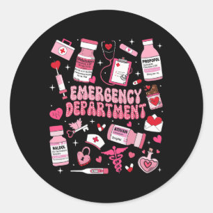 Sticker Rond Retro Emergency Department Ed Er Nurse Valentines