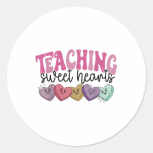 Sticker Rond Retro Enseignement des amoureux Candy Coeur Enseig