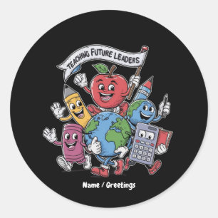 Sticker Rond Retro Enseigner de futurs leaders Retour à l'école