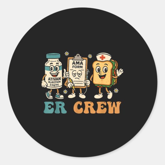 Sticker Rond Retro Er Crew Emergency Room Funny Er Ed Nurse Tec (Devant)