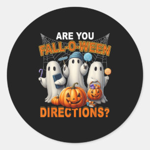 Sticker Rond Retro Êtes-Vous Tombé O Ween Directions Enseignant