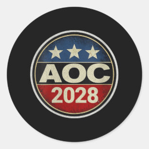 Sticker Rond Rétro femmes Aoc 2028 Lutter contre l'oligarchie R