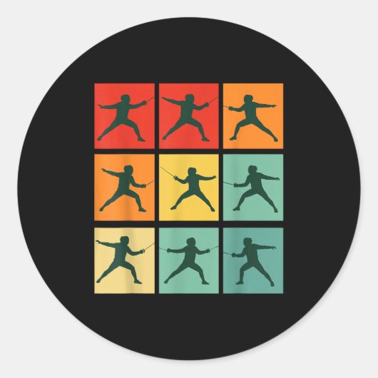 Sticker Rond Retro Fencing For Christmas Srty Fencer Athlete (Devant)