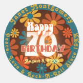 Sticker Rond Retro Flower Power Custom 70e anniversaire (Devant)