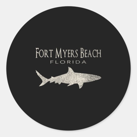 Sticker Rond Retro Fort Myers Beach Fl Shark (Devant)