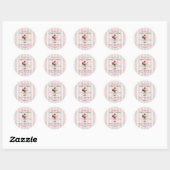 Sticker Rond Rétro Fraise Parfait Mariage Thème Matcha Rose Bow (Feuille)