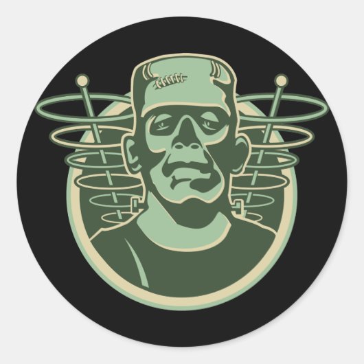 Sticker Rond Retro Frankenstein (Devant)
