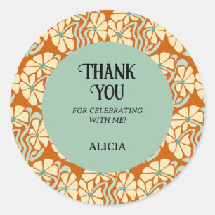 Sticker Rond Retro Funky Super Boho Botanical Anniversaire