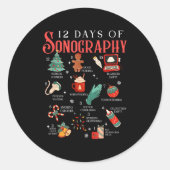 Sticker Rond Retro Funny 12 Days Of Sonography Ultrasound Tech (Devant)