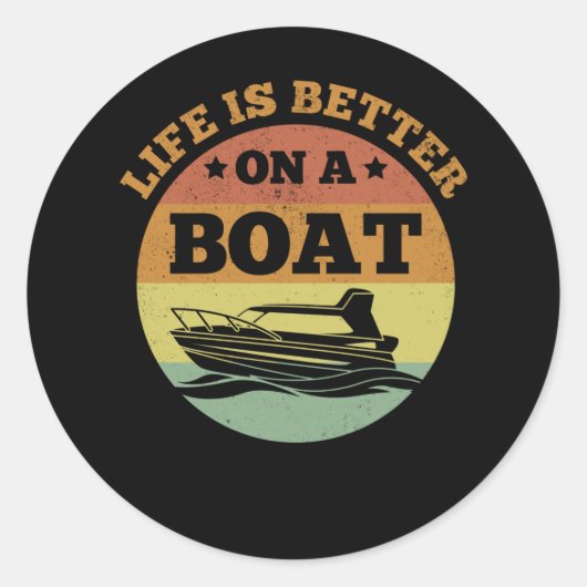 Sticker Rond Retro Funny Bateau Capitaine Bateau Lover (Devant)
