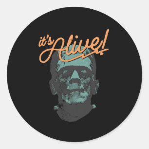 Sticker Rond Retro Funny C'est Alive Frankenstein Monster Éffra