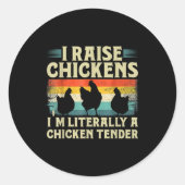 Sticker Rond Retro Funny Chicken Lover Gift – I Raise Chickens (Devant)