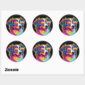 Sticker Rond retro funny dog (Feuille)