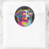 Sticker Rond retro funny dog (Sac)
