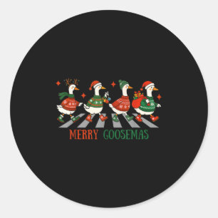 Sticker Rond Retro Funny Merry Goosemas Silencieux Goose Noël C