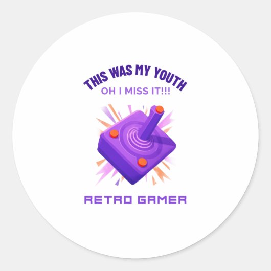 Sticker Rond Rétro Gamer (Devant)