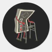 Sticker Rond Retro Gaming Controller Old Gamer With Walker Funn (Devant)