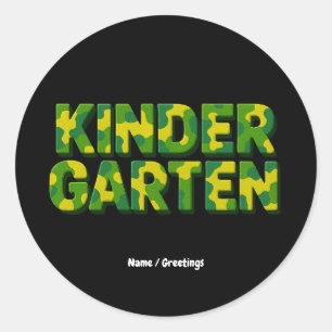 Sticker Rond Retro Gardergarten Boys Enseignant Camouflage Amus