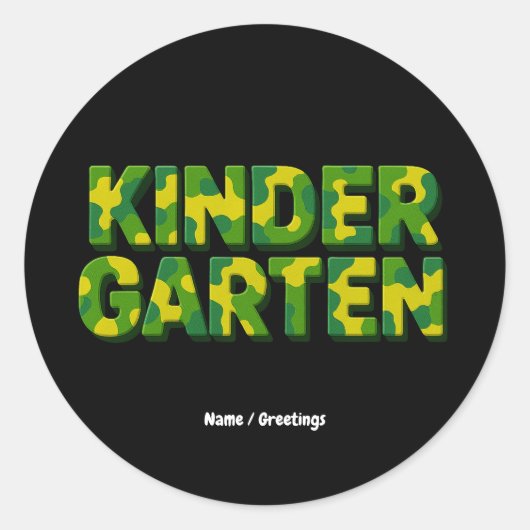 Sticker Rond Retro Gardergarten Boys Enseignant Camouflage Amus (Devant)