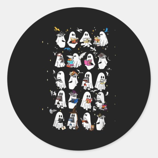 Sticker Rond Retro Ghost Book Imaginaire Series Halloween Book (Devant)