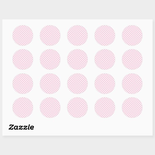 Sticker Rond Retro Gingham Light Pink (Feuille)