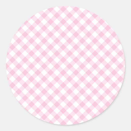 Sticker Rond Retro Gingham Light Pink (Devant)