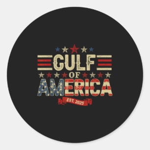 Sticker Rond Rétro Golfe D'Amérique Ét 2025 Vintage Usa Tee